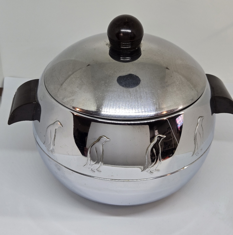 Vtg West Bend Penguin Chrome Hot & Cold Server Ice bucket